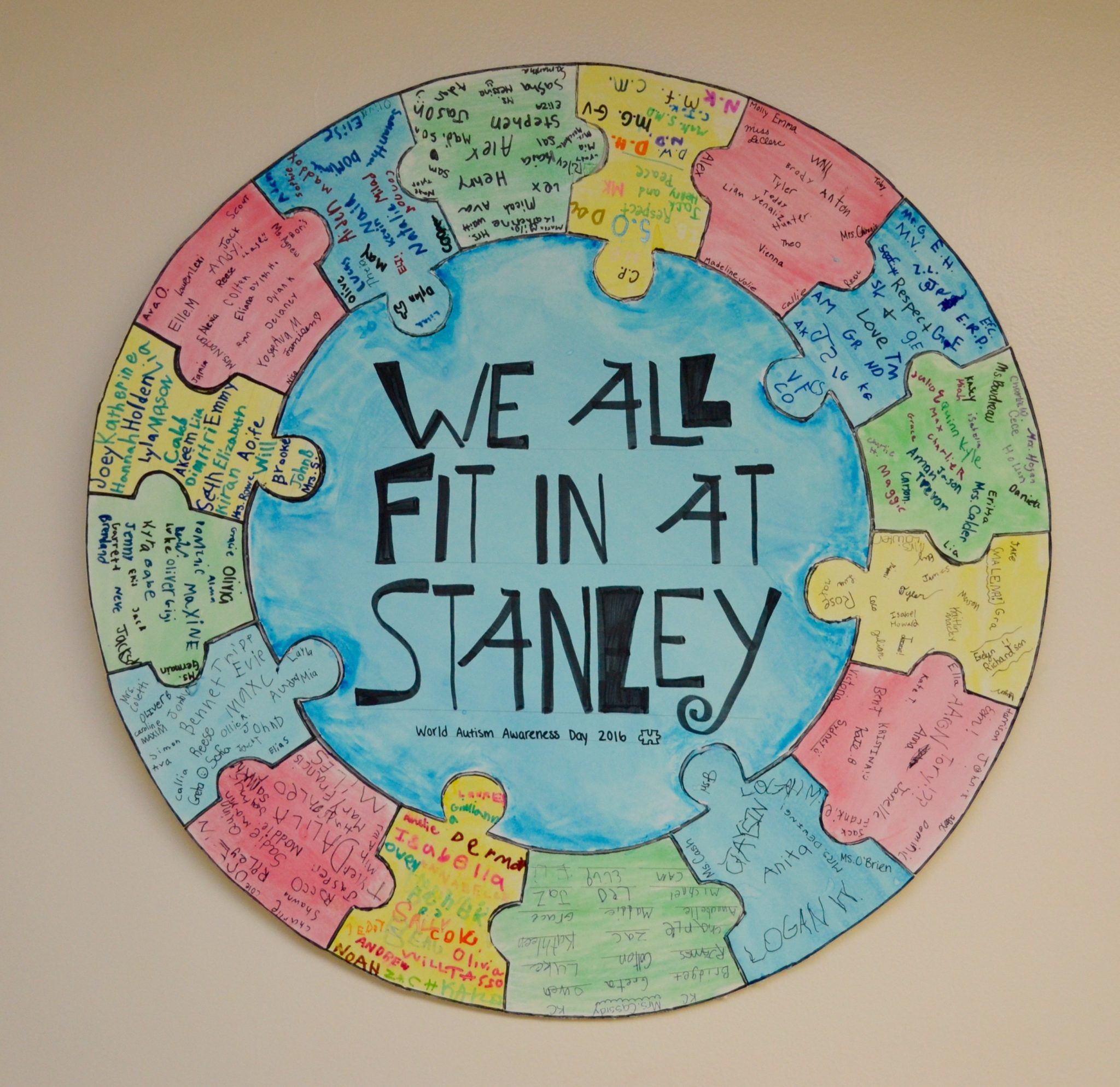 We all fit in at Stanley - world autism awareness day 2016 artwork